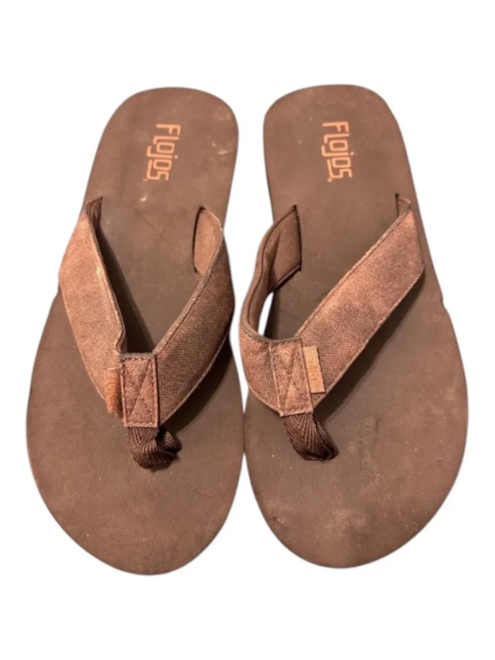 Flojos Canvas Strap Flip Flops Men's Size 9 Brown Distressed Beach Casual Wear